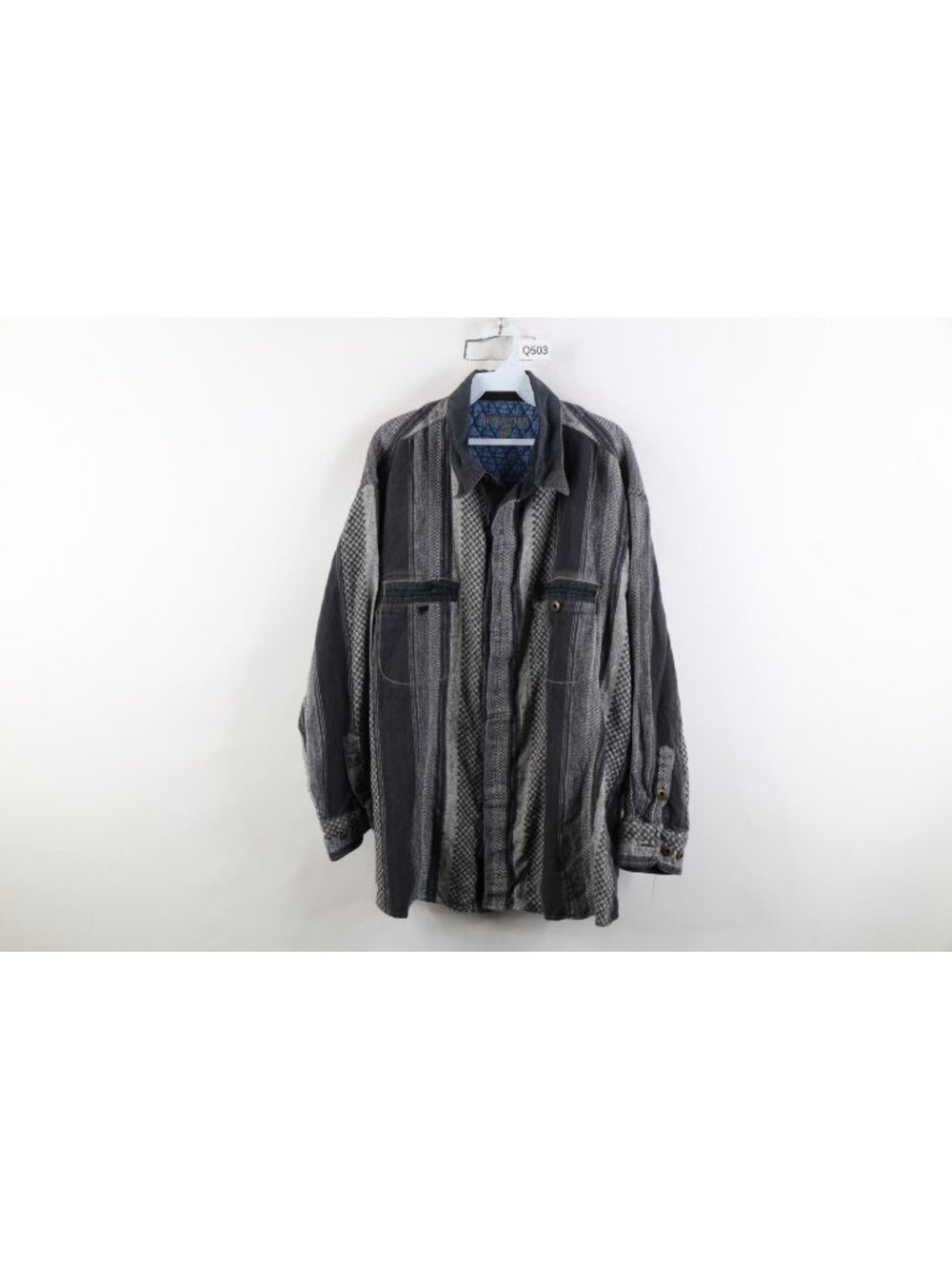 Vintage 90s Streetwear Mens 2XLT Faded Striped Corduroy Collar Button Shirt